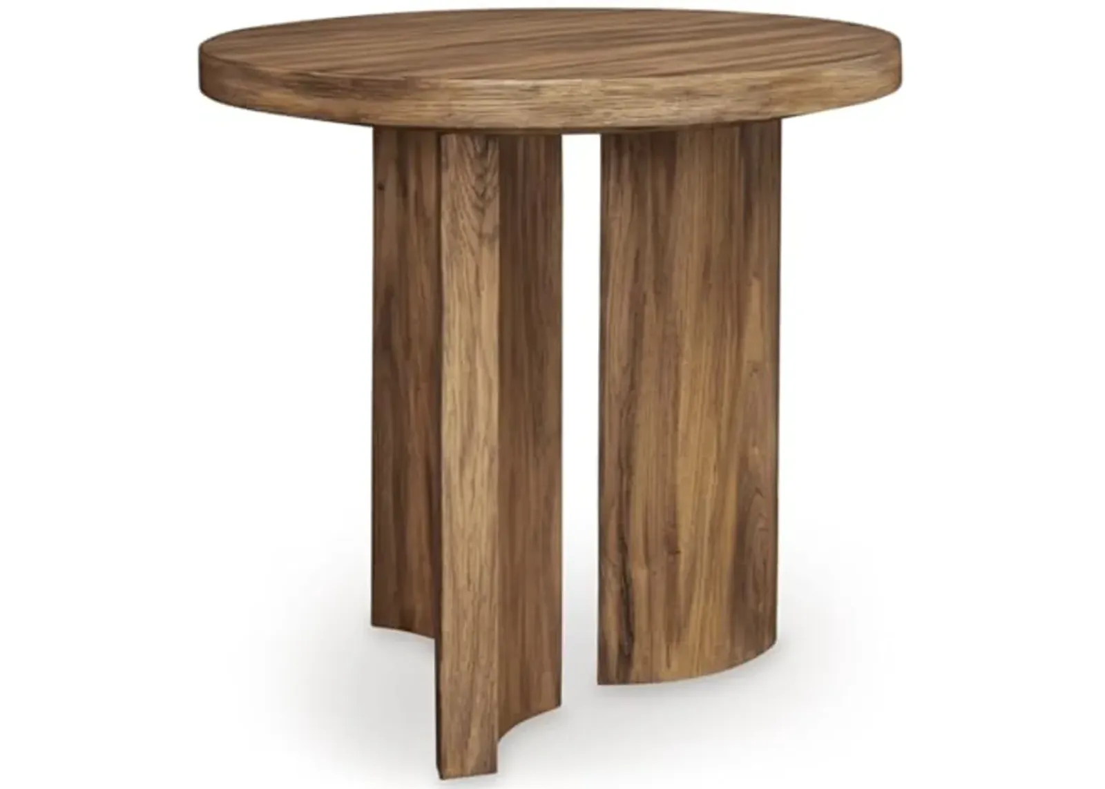 Signature Design by Ashley Austanny Rustic Thick-Tabletop End Table with Curved Plinth Base, Light Brown