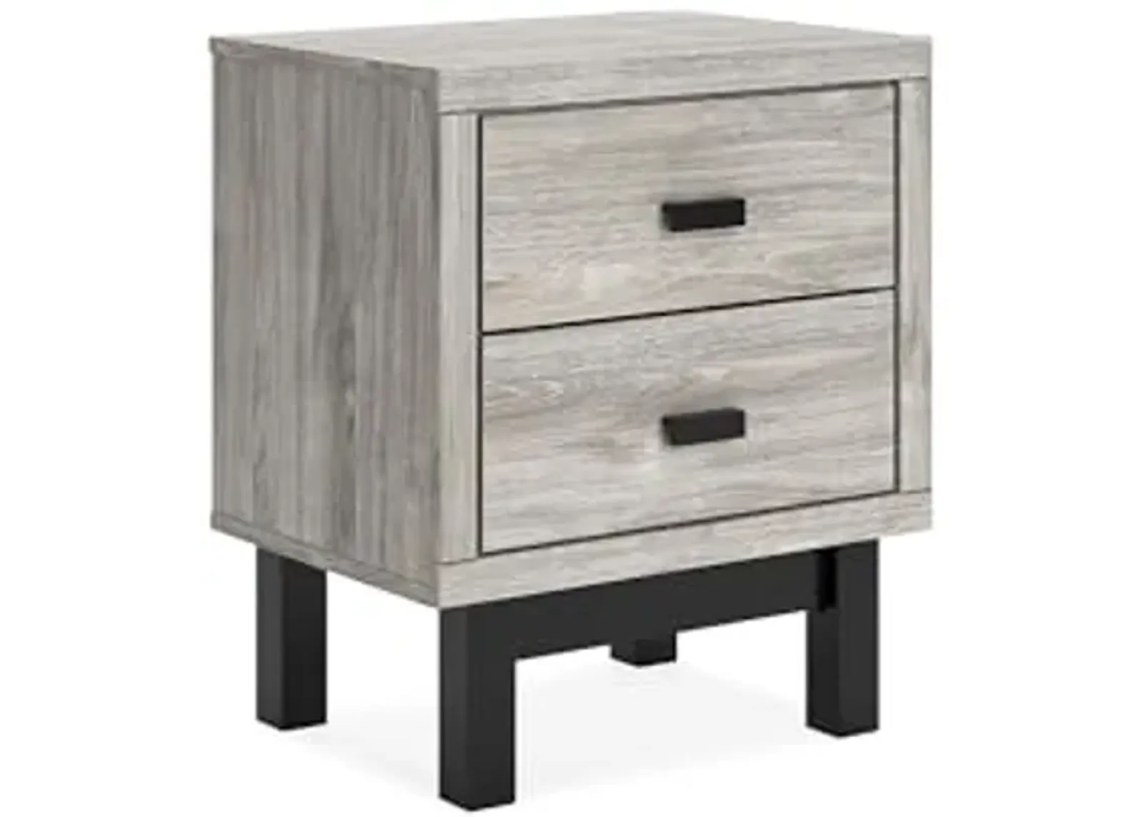 Signature Design by Ashley Vessalli Contemporary 2 Drawer Nightstand with Wireless Charging and USB Ports, 25" Tall, Light Gray & Black