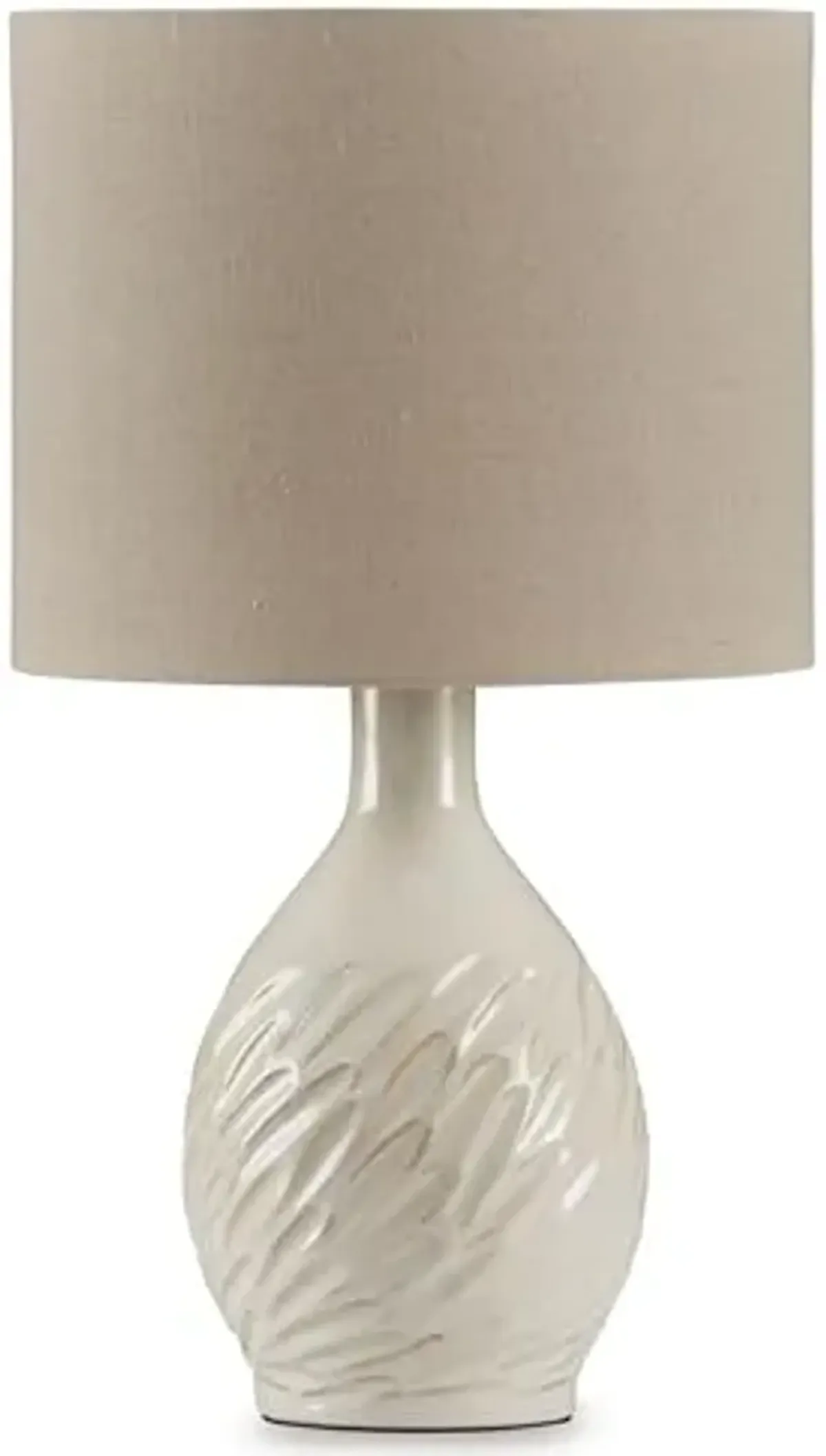 Signature Design by Ashley Garinton Contemporary Distressed Ceramic Table Lamp with On-Off Switch, White & Beige
