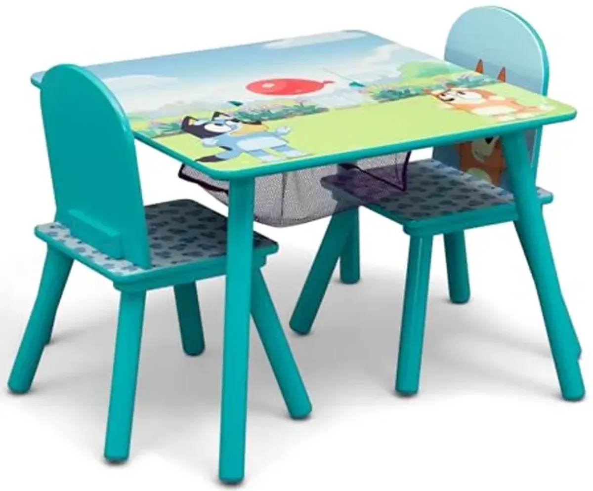 Delta Children Bluey Kids Table and Chair Set with Storage (2 Chairs Included) - Greenguard Gold Certified - Ideal for Arts & Crafts, Snack Time, Homeschooling, Homework & More, Blue