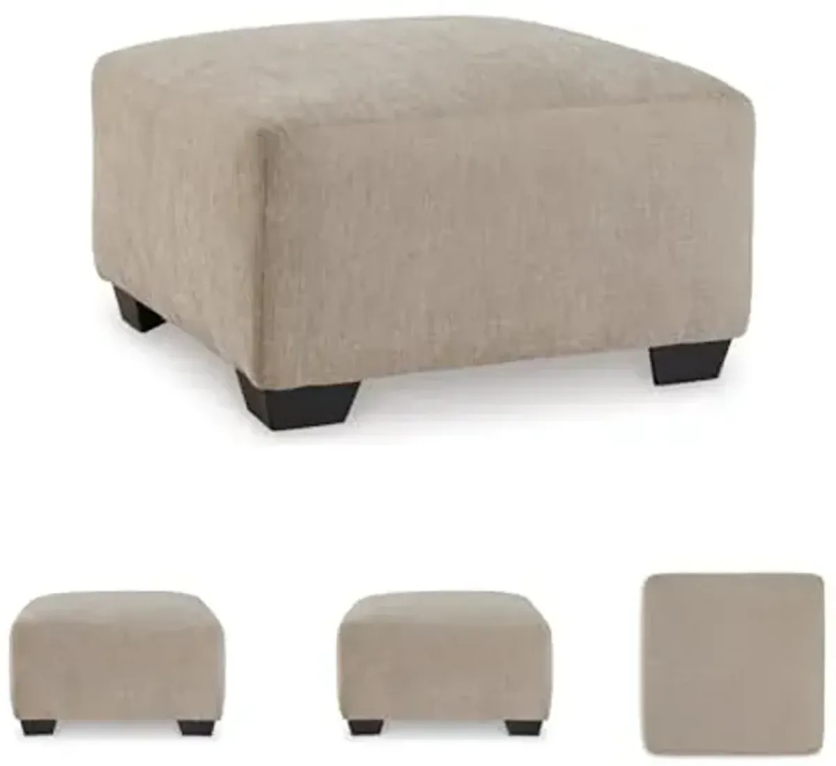 Signature Design by Ashley Brogan Bay Modern Upholstered Square Oversized Accent Ottoman, Light Brown