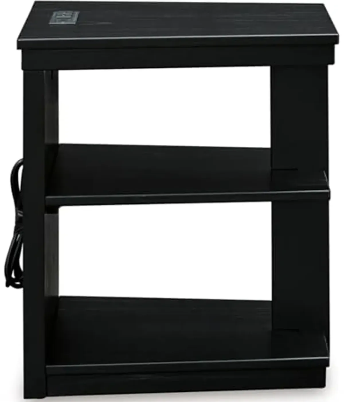 Signature Design by Ashley Winbardi Contemporary Chairside End Table with 2 Shelves and USB Ports, Black