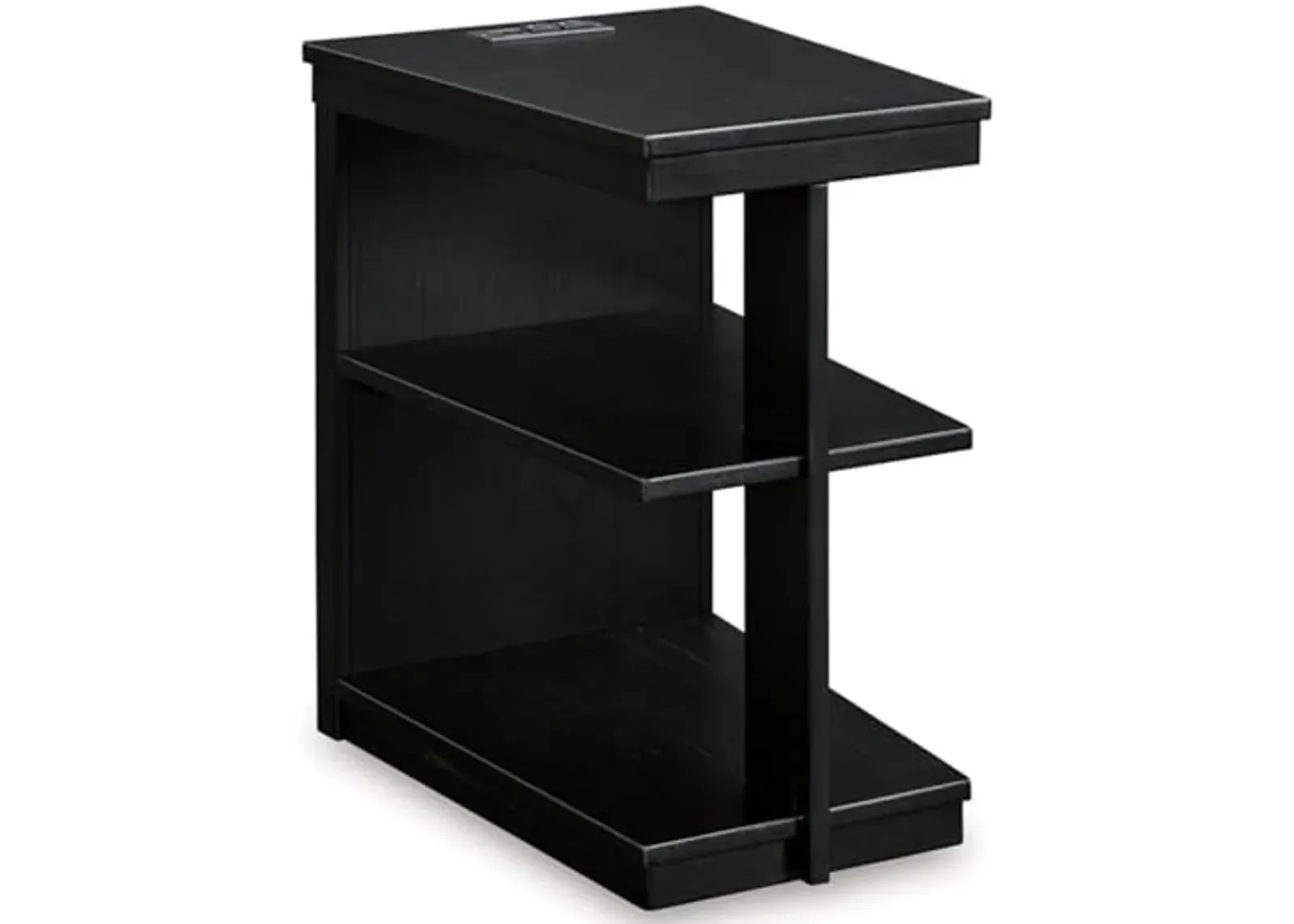 Signature Design by Ashley Winbardi Contemporary Chairside End Table with 2 Shelves and USB Ports, Black