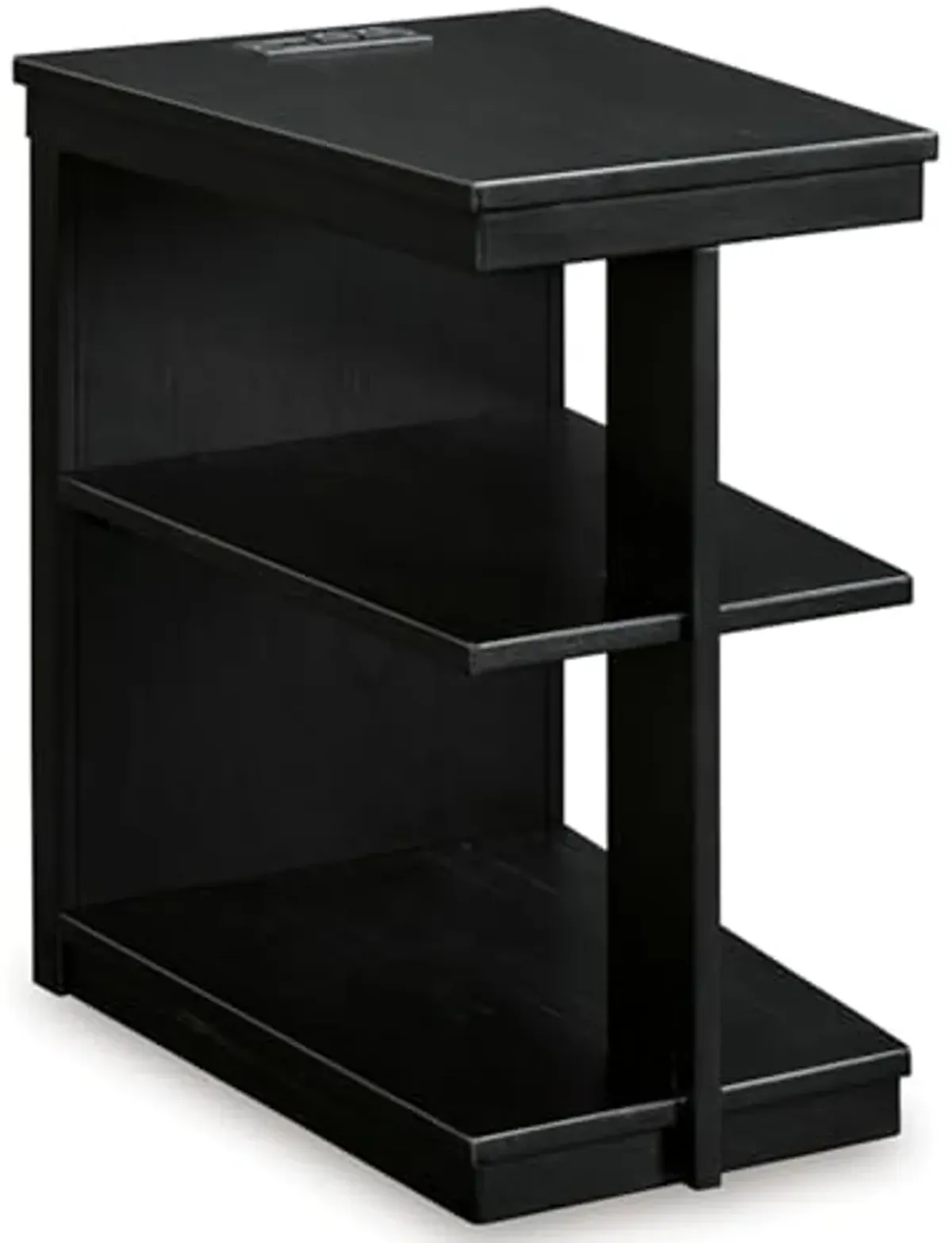 Signature Design by Ashley Winbardi Contemporary Chairside End Table with 2 Shelves and USB Ports, Black