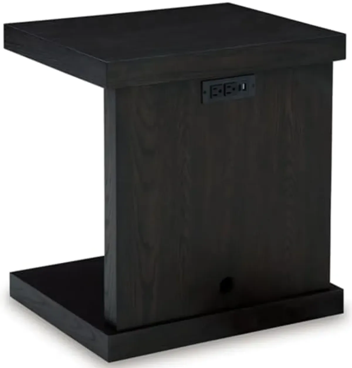 Signature Design by Ashley Kocomore Casual Chairside End Table with Lower Shelf, USB Ports and Open Plinth Base, Dark Brown & Light Brown