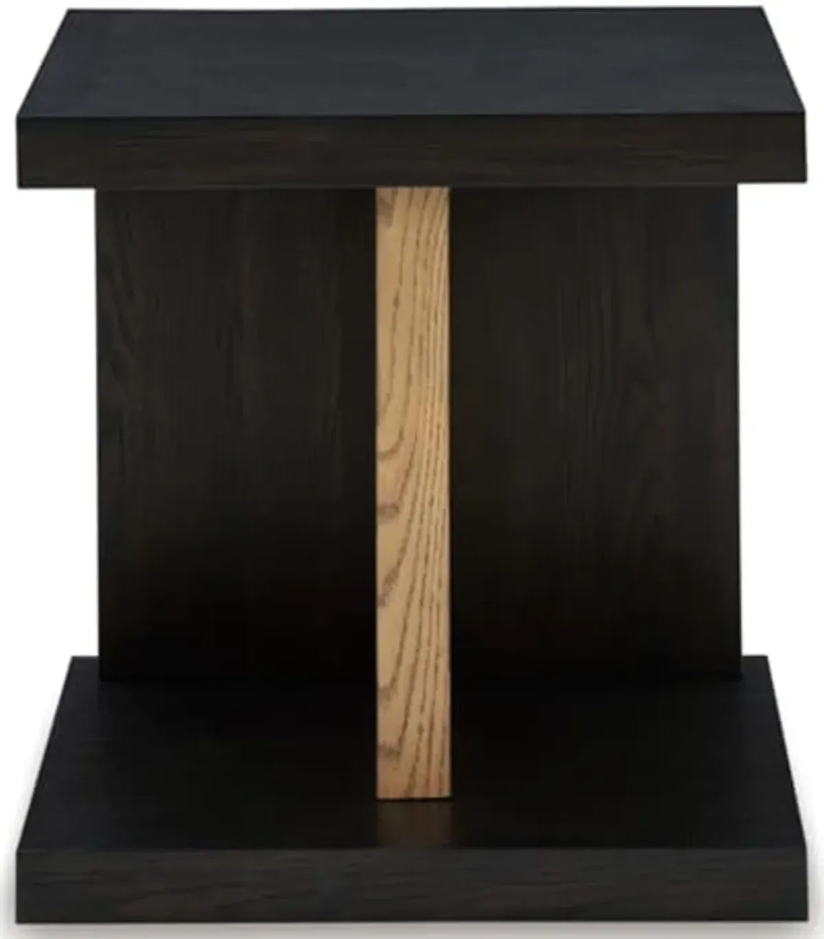 Signature Design by Ashley Kocomore Casual Chairside End Table with Lower Shelf, USB Ports and Open Plinth Base, Dark Brown & Light Brown