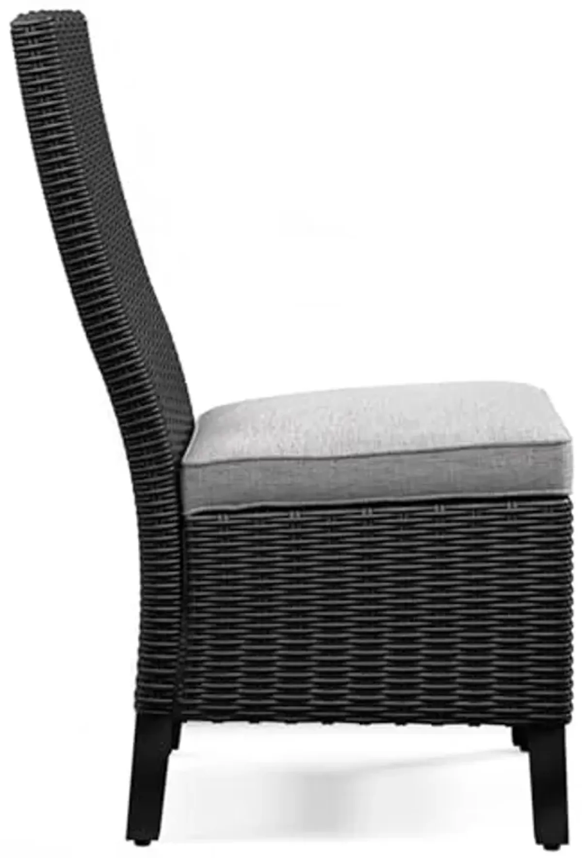 Signature Design by Ashley Beachcroft Casual Weather Resistant Armless Outdoor Side Chair with Cushion, Set of 2, Light Gray & Black