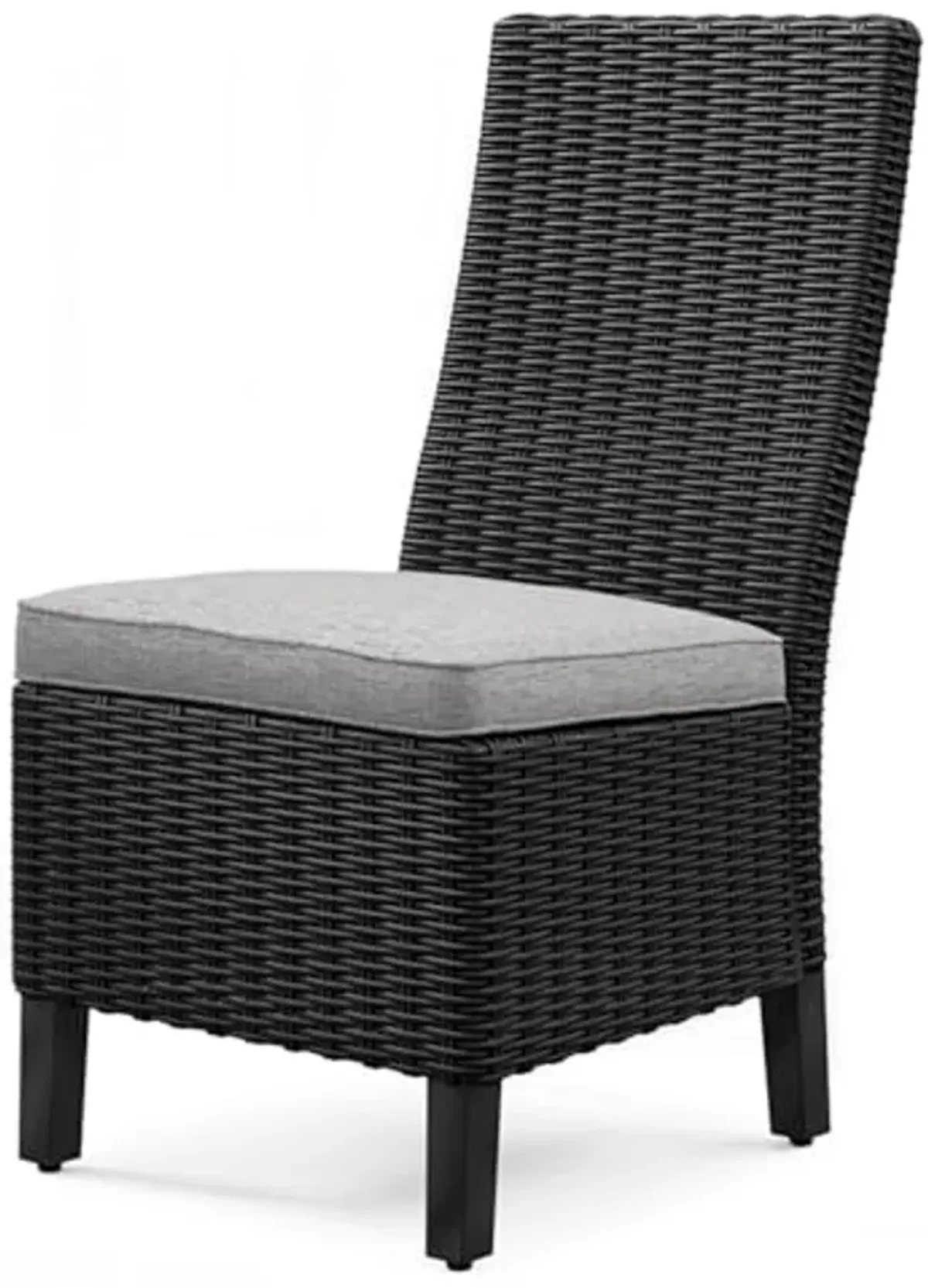 Signature Design by Ashley Beachcroft Casual Weather Resistant Armless Outdoor Side Chair with Cushion, Set of 2, Light Gray & Black