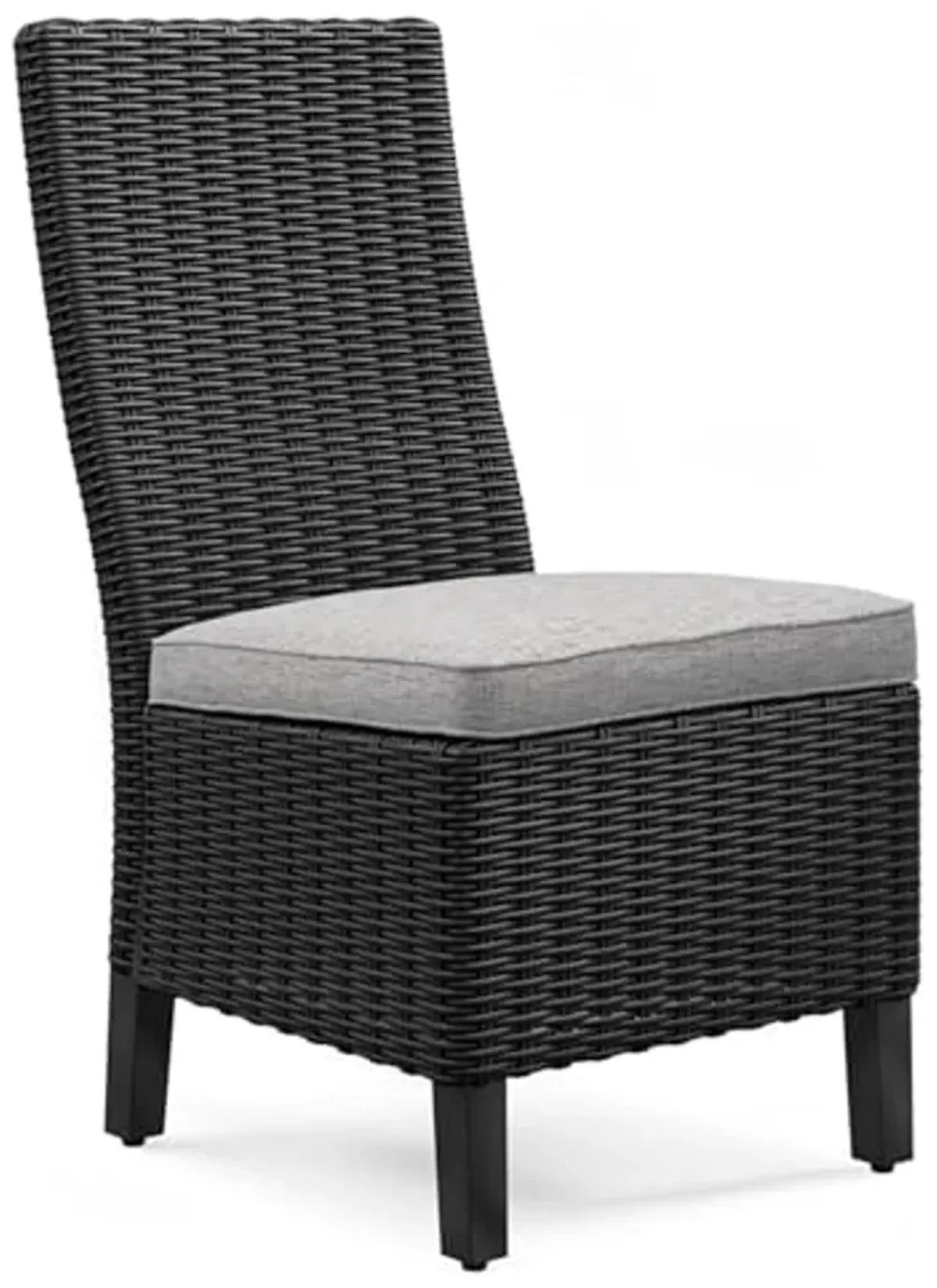 Signature Design by Ashley Beachcroft Casual Weather Resistant Armless Outdoor Side Chair with Cushion, Set of 2, Light Gray & Black