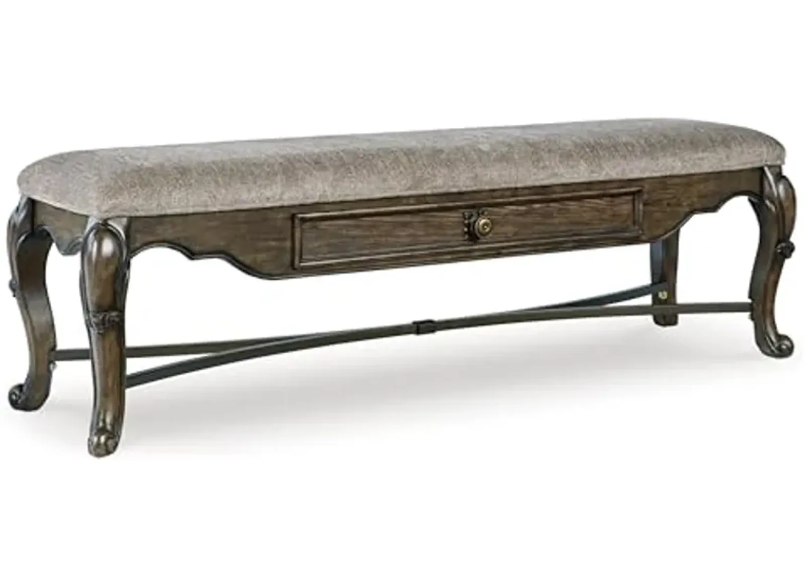 Signature Design by Ashley Maylee Contemporary Upholstered 63" Dining Bench with 1 Drawer, Dark Brown