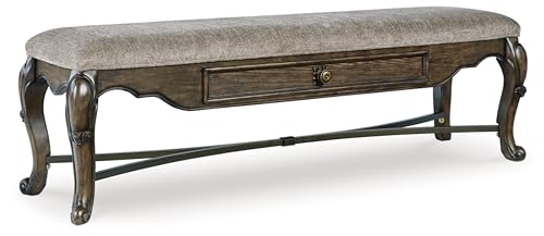 Signature Design by Ashley Maylee Contemporary Upholstered 63" Dining Bench with 1 Drawer, Dark Brown