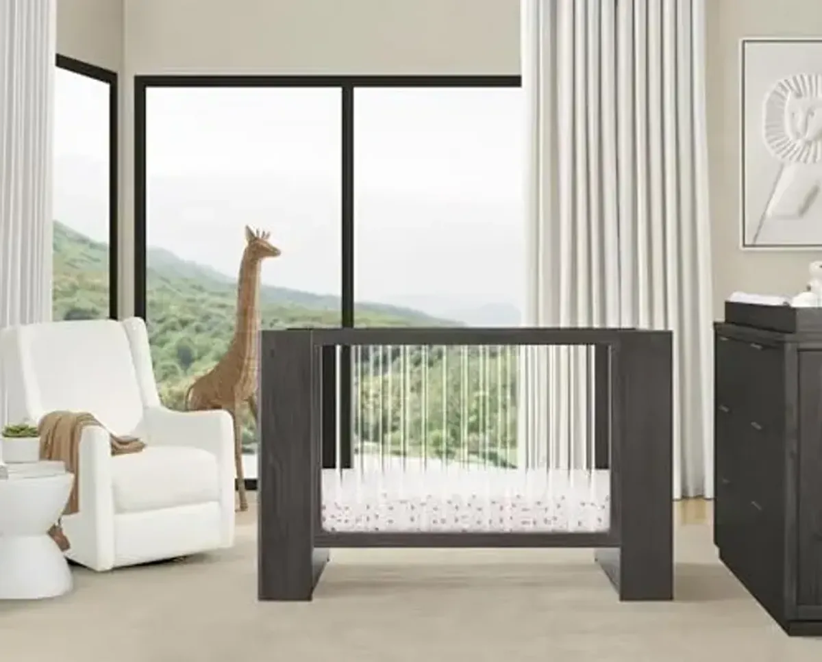 Delta Children Aerin Crib 6-Piece Baby Nursery Furniture Set–Includes: Convertible Crib, 6 Drawer Dresser, Changing Top, Crib Mattress, Sheets & Changing Pad, Rustic Grey