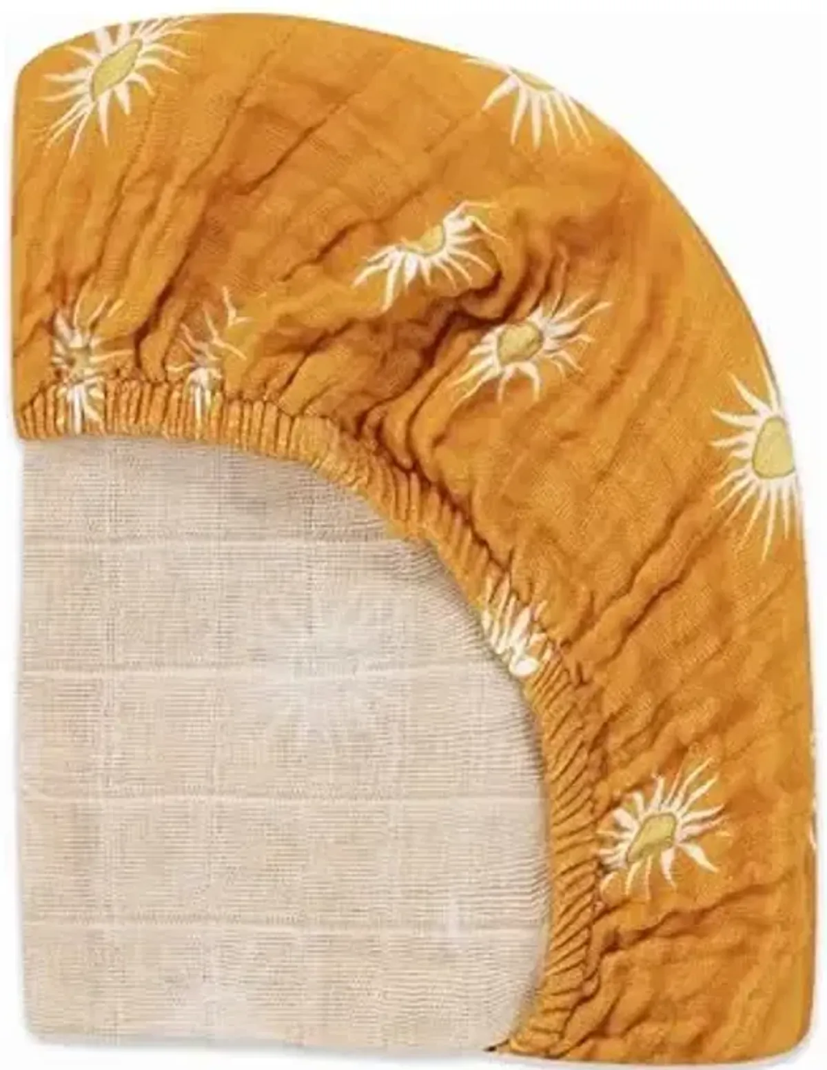 Babyletto 100% Organic Cotton Mini Crib Sheet, GOTS-Certified, Fitted 360°, Ultra-Soft and Breathable Muslin - Golden Hour
