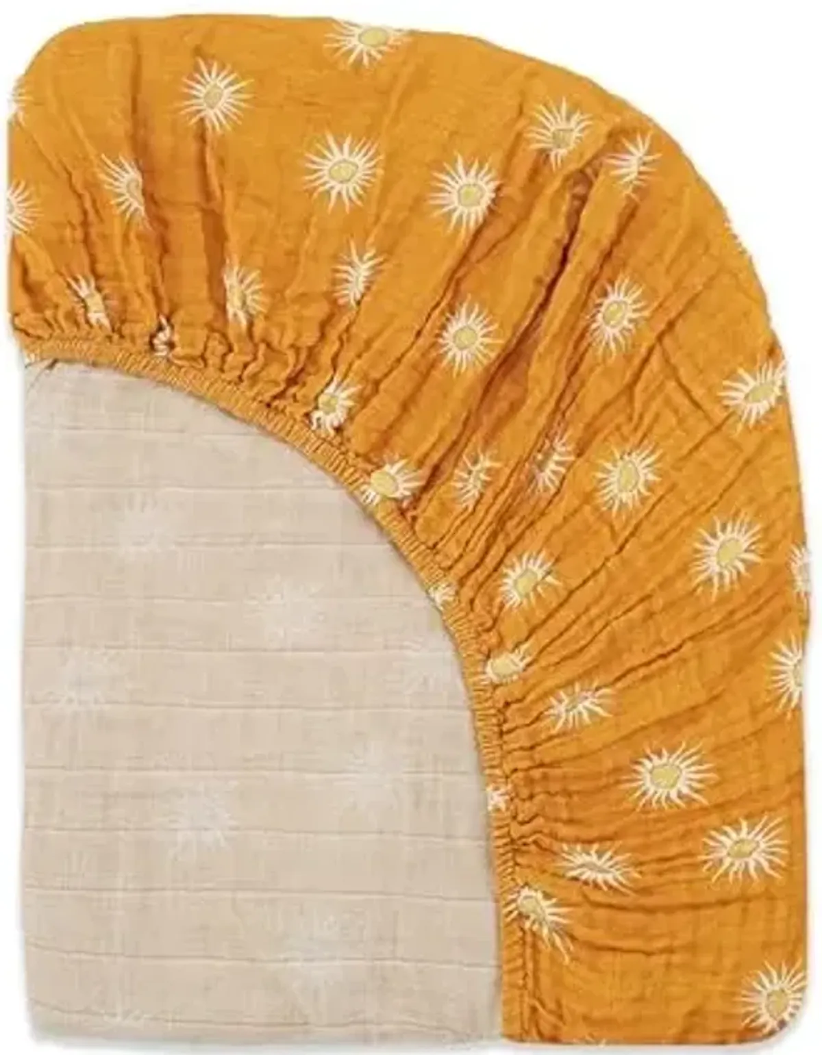 Babyletto 100% Organic Cotton Crib Sheet, GOTS-Certified, Fitted 360°, Ultra-Soft and Breathable Muslin - Golden Hour