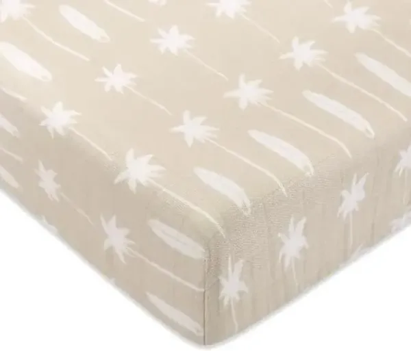 Babyletto 100% Organic Cotton Crib Sheet, GOTS-Certified, Fitted 360°, Ultra-Soft and Breathable Muslin - Beach Bum