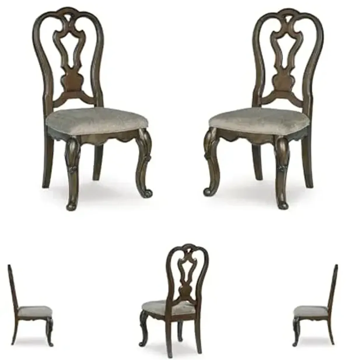 Signature Design by Ashley Maylee Classic Upholstered Armless Dining Chair, Set of 2, Dark Brown