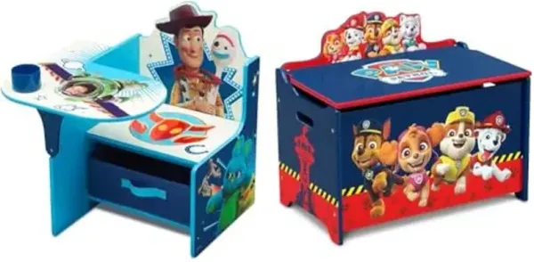 Delta Children Chair Desk with Storage Bin, Disney/Pixar Toy Story 4 & Deluxe Toy Box, PAW Patrol