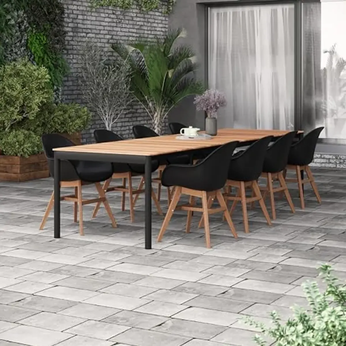 Amazonia Patio Yorick 9-Piece Dining Set |Certified Teak |Ideal for Outdoors