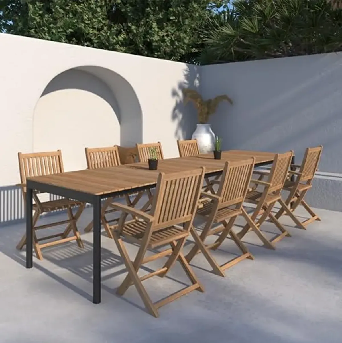 Amazonia Patio Coral Patio 9-Piece Dining Set |Certified Teak|Ideal for Outdoors