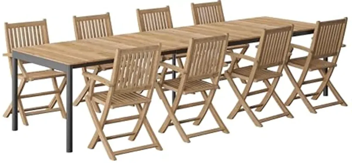 Amazonia Patio Coral Patio 9-Piece Dining Set |Certified Teak|Ideal for Outdoors