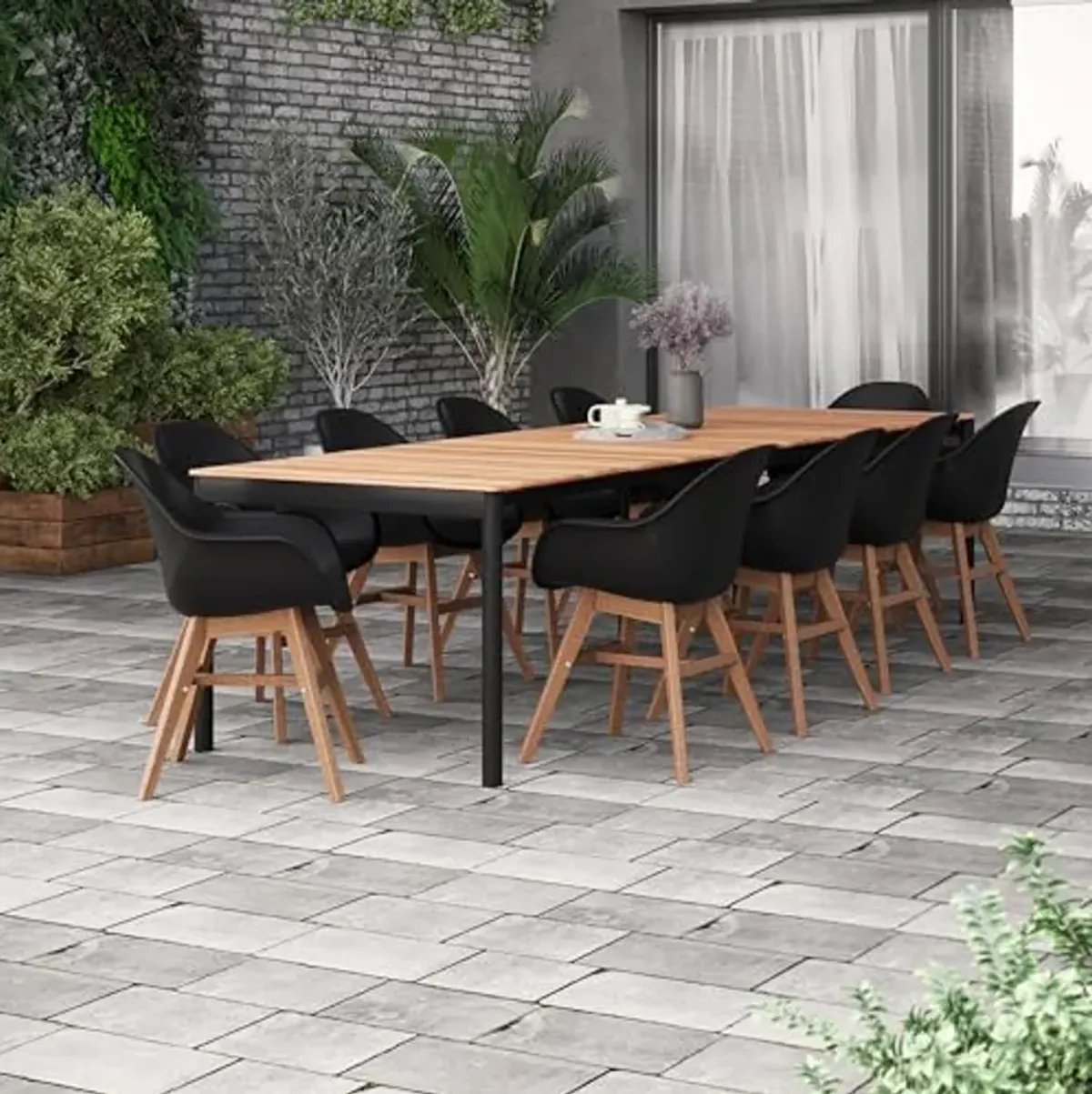 Amazonia Patio Ahri 11-Piece Dining Set |Certified Teak |Ideal for Outdoors