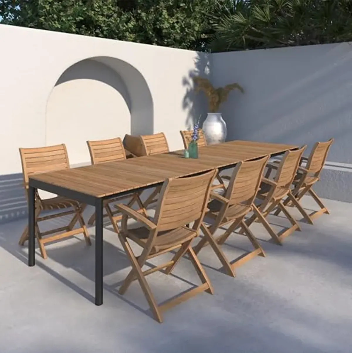 Amazonia Patio Shoal Patio 9-Piece Dining Set | |Certified Teak|Ideal for Outdoors