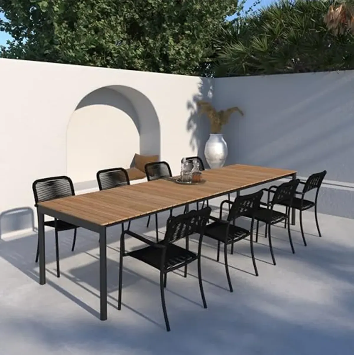 Amazonia Patio Skull Patio 9-Piece Dining Set |Certified Teak & Steel|Ideal for Outdoors