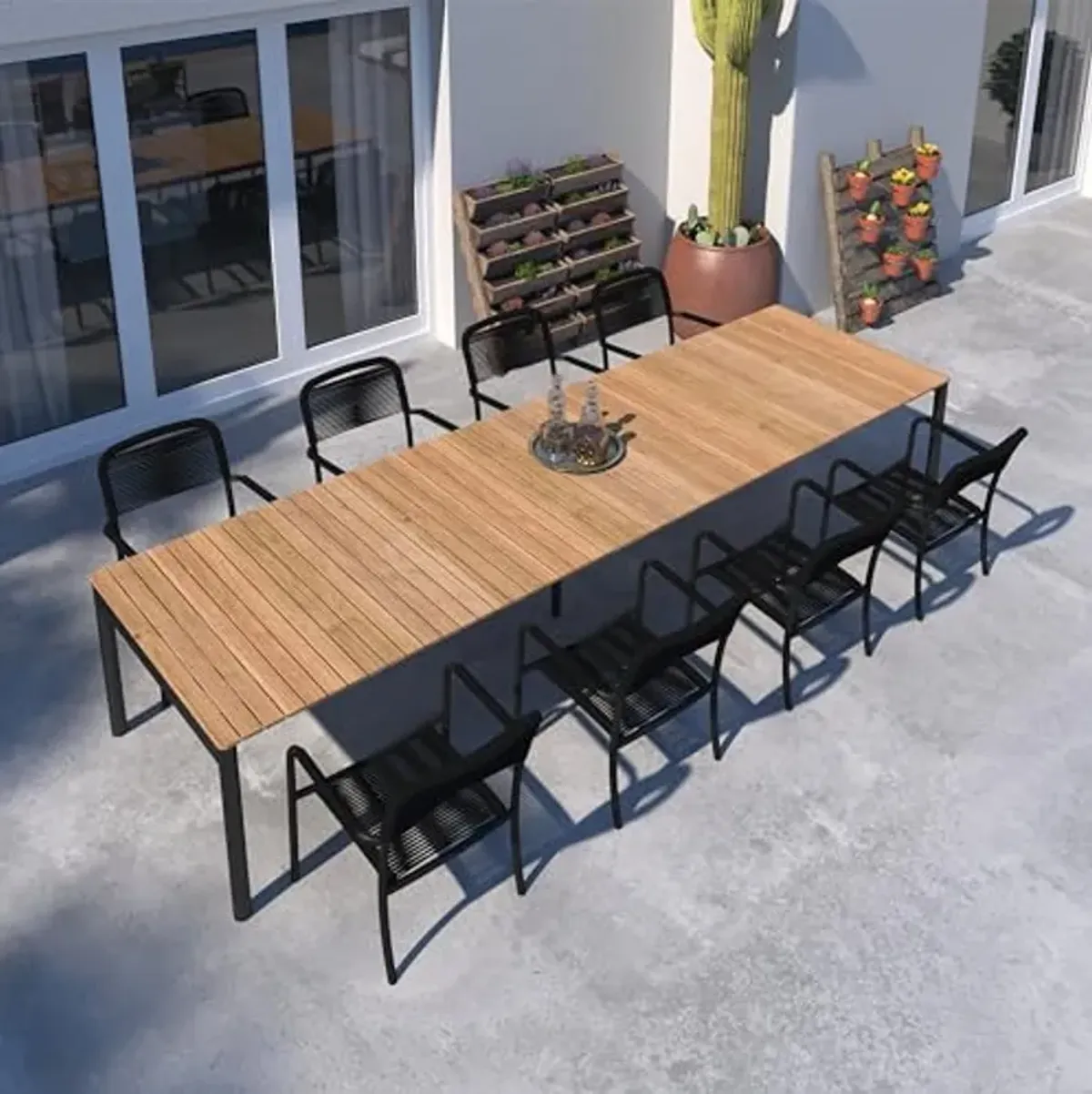 Amazonia Patio Skull Patio 9-Piece Dining Set |Certified Teak & Steel|Ideal for Outdoors