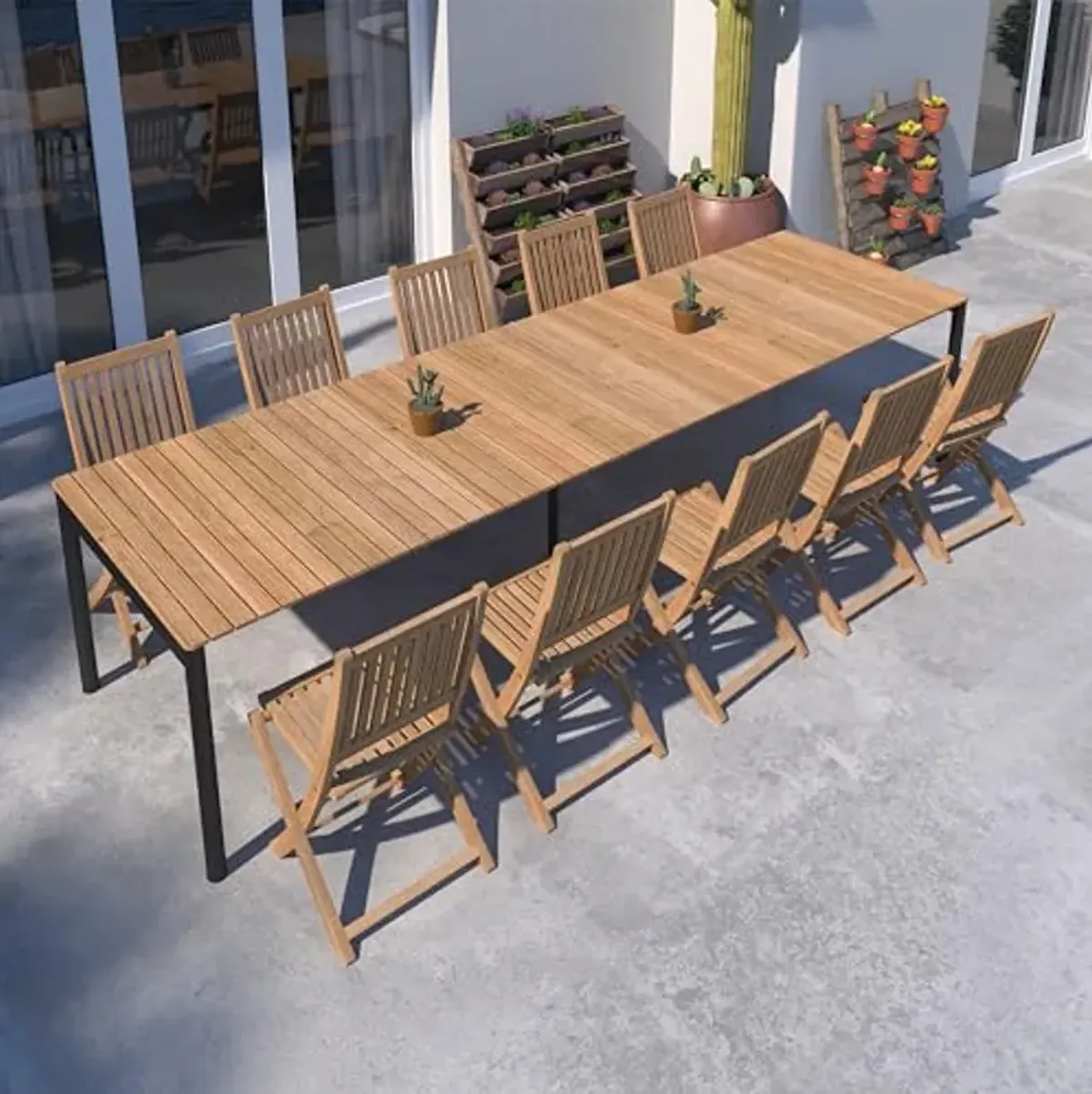 Amazonia Patio Emerald Patio 11-Piece Dining Set | Certified Teak|Ideal for Outdoors