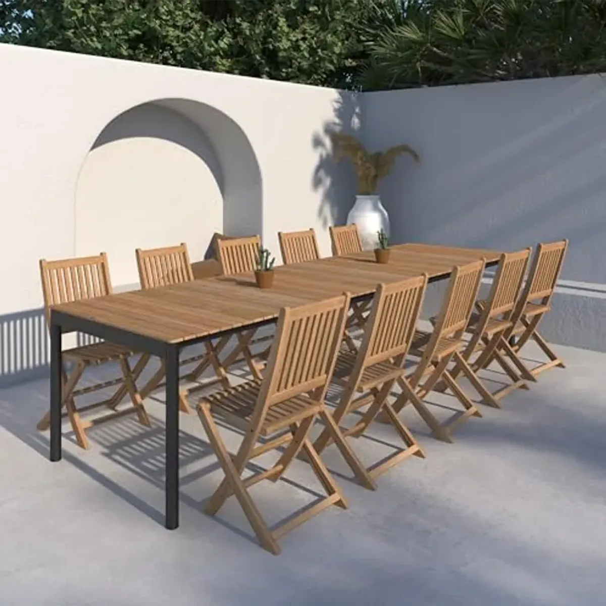 Amazonia Patio Emerald Patio 11-Piece Dining Set | Certified Teak|Ideal for Outdoors