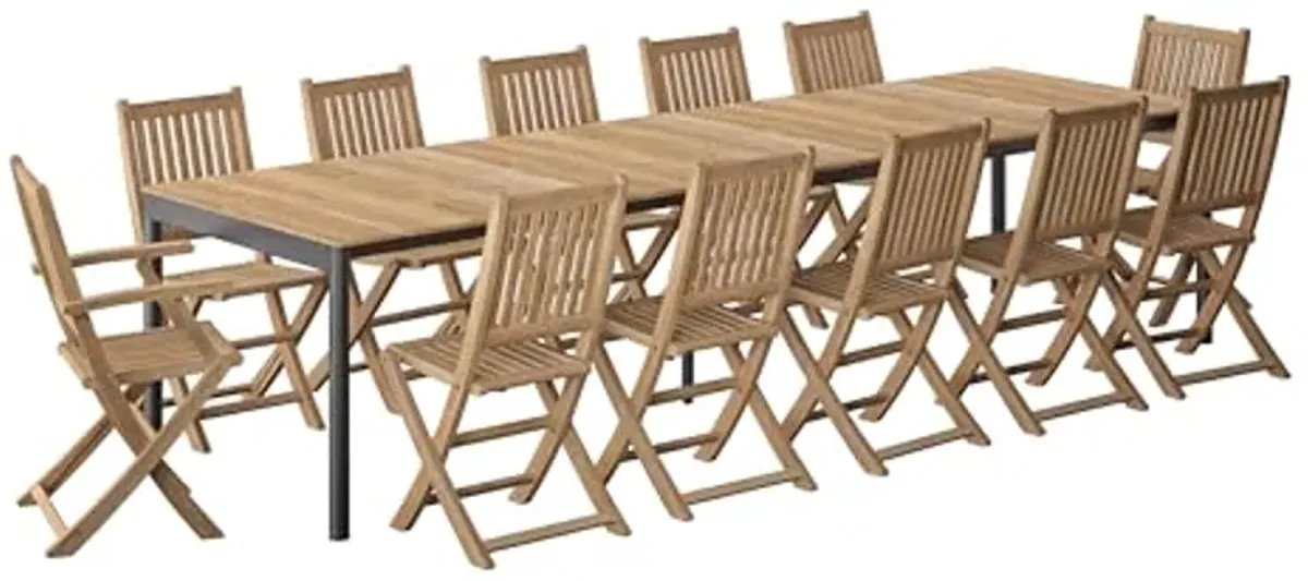 Amazonia Patio Emerald Patio 11-Piece Dining Set | Certified Teak|Ideal for Outdoors