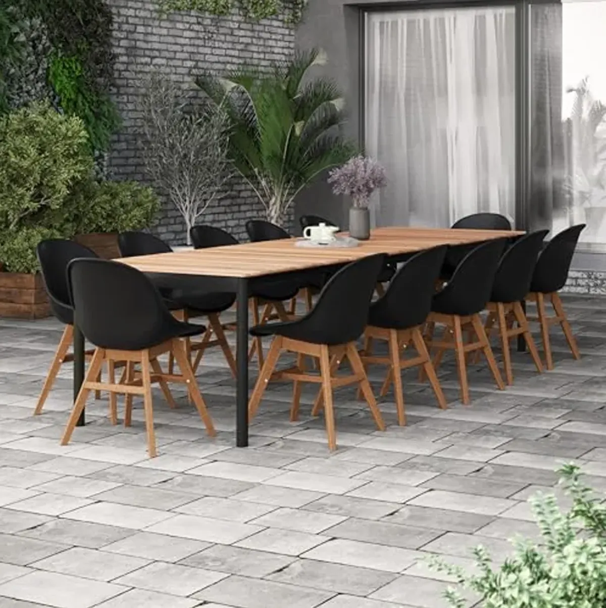 Amazonia Patio Soles 13-Piece Dining Set | Certified Teak |Ideal for Outdoors