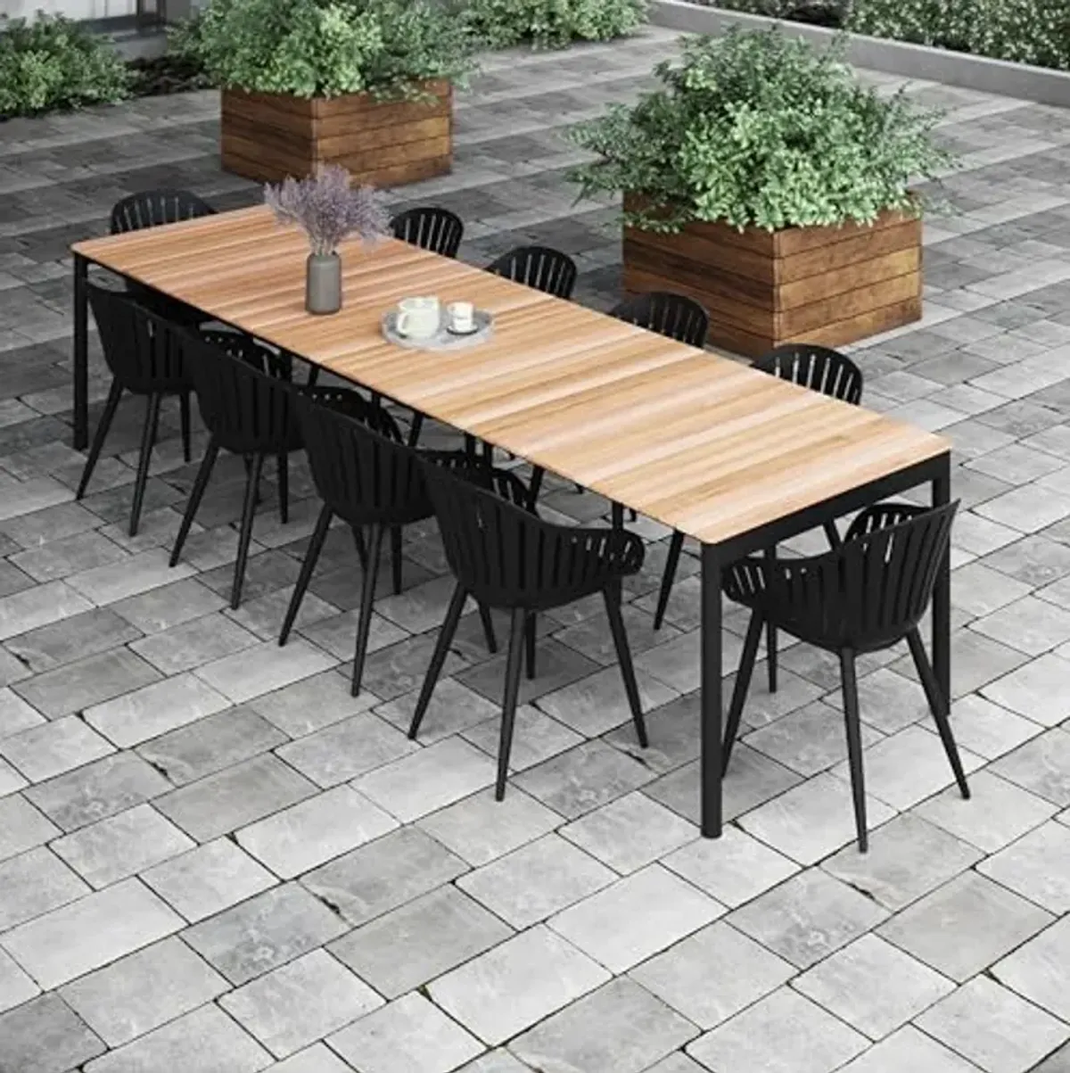 Amazonia Patio Yasuo 13-Piece Dining Set | Certified Teak |Ideal for Outdoors