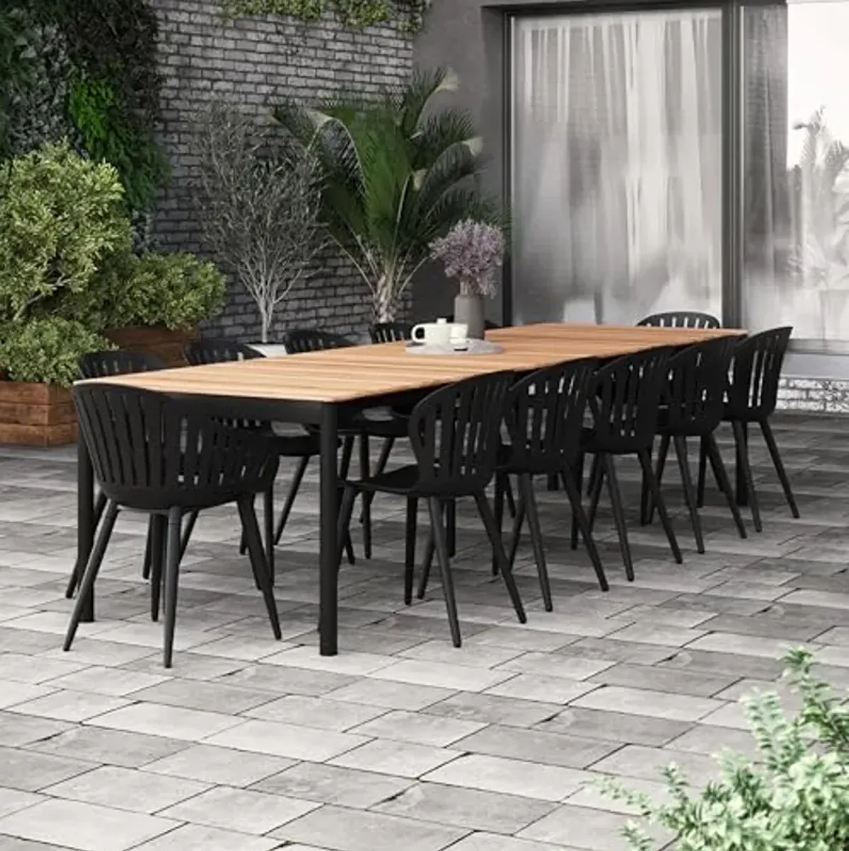 Amazonia Patio Yasuo 13-Piece Dining Set | Certified Teak |Ideal for Outdoors