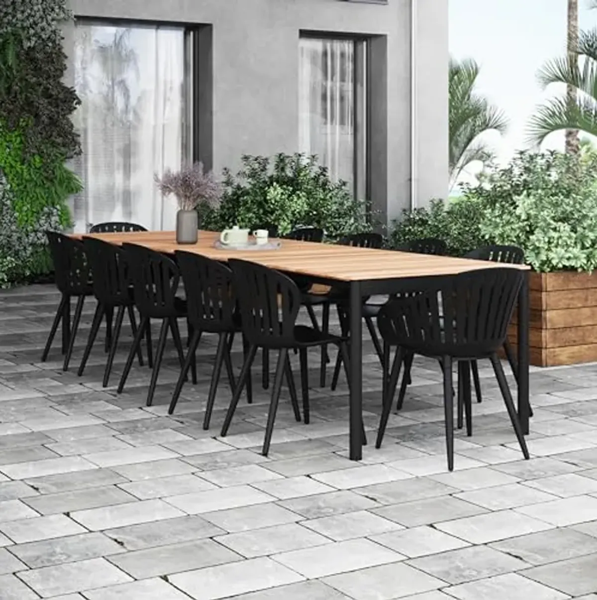 Amazonia Patio Yasuo 13-Piece Dining Set | Certified Teak |Ideal for Outdoors