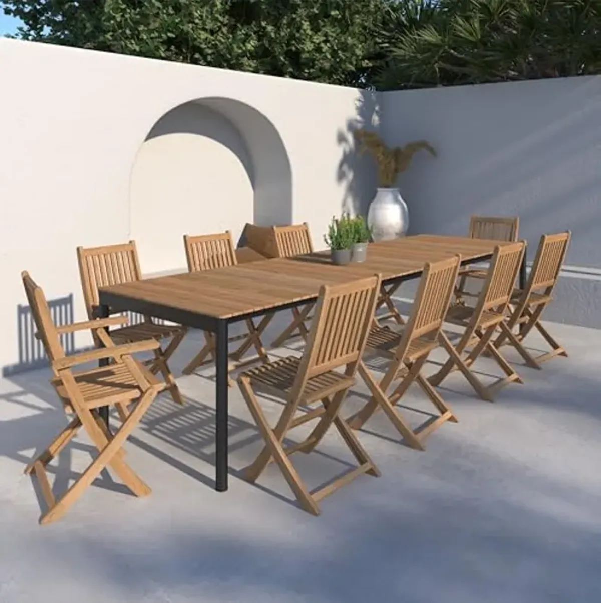 Amazonia Patio Kobe Patio 9-Piece Dining Set |Certified Teak|Ideal for Outdoors