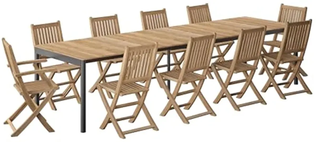 Amazonia Patio Kobe Patio 9-Piece Dining Set |Certified Teak|Ideal for Outdoors