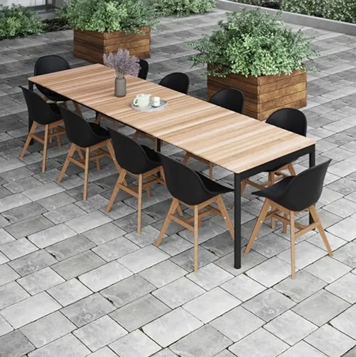 Amazonia Patio Plori 11-Piece Dining Set |Certified Teak |Ideal for Outdoors