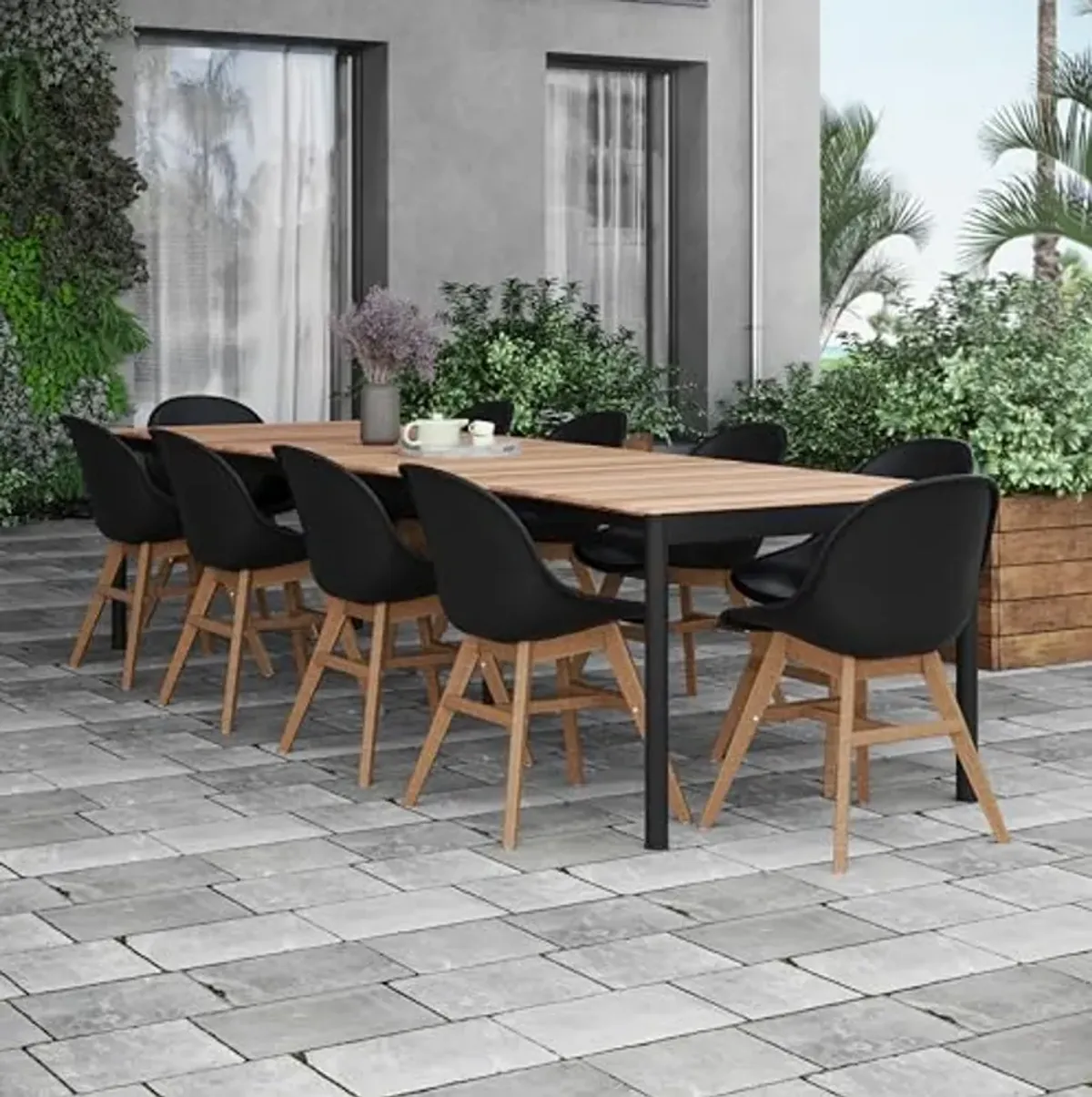 Amazonia Patio Plori 11-Piece Dining Set |Certified Teak |Ideal for Outdoors