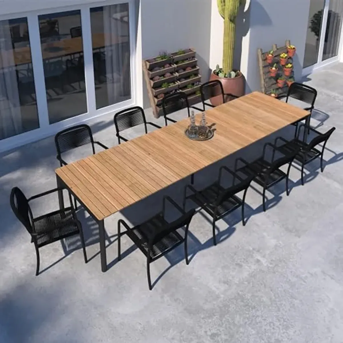 Amazonia Patio Prex Patio 11-Piece Dining Set |Certified Teak & Steel|Ideal for Outdoors