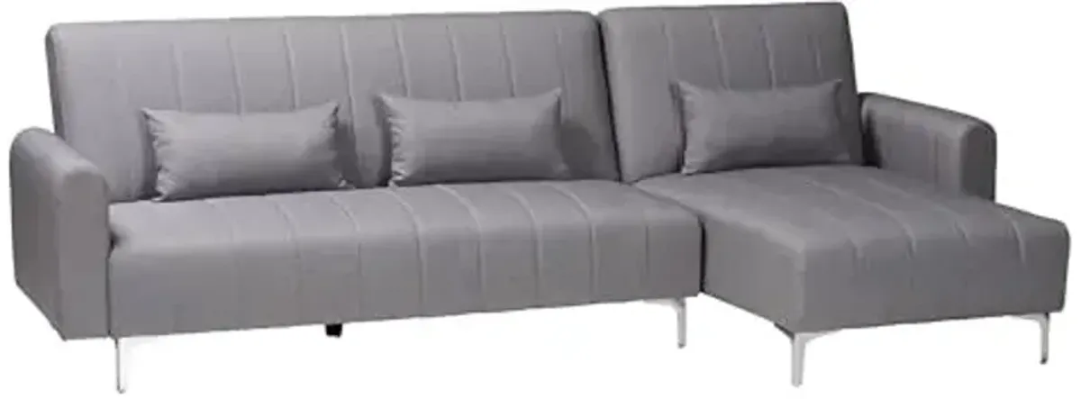 Baxton Studio Lanoma Contemporary Slate Grey Fabric Upholstered Convertible Sofa Bed