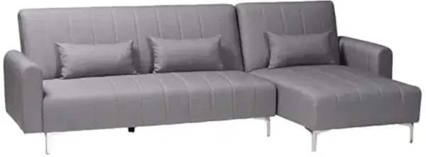 Baxton Studio Lanoma Contemporary Slate Grey Fabric Upholstered Convertible Sofa Bed