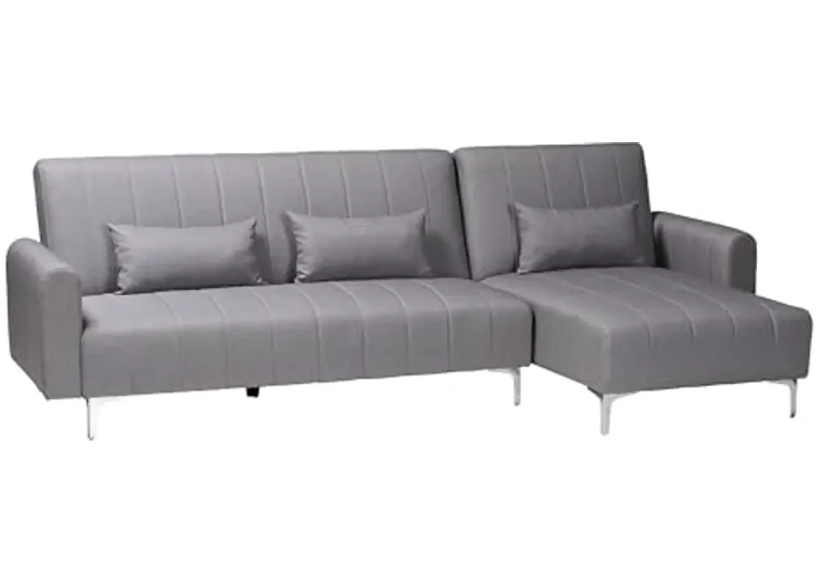 Baxton Studio Lanoma Convertible Sofa Bed, Slate Grey