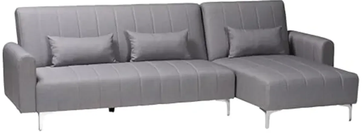 Baxton Studio Lanoma Convertible Sofa Bed, Slate Grey