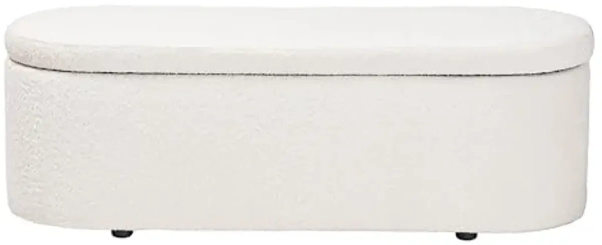 Baxton Studio Lavina Teddy-Bear Fabric Storage Bench, White