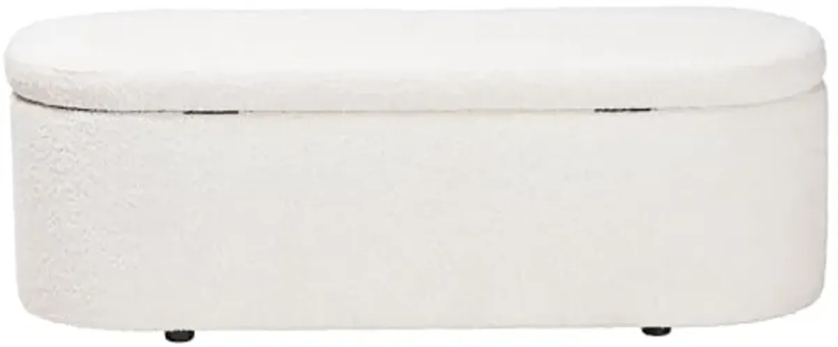 Baxton Studio Lavina Teddy-Bear Fabric Storage Bench, White