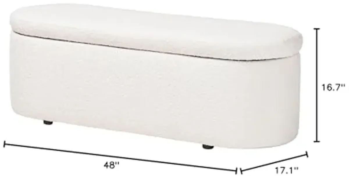 Baxton Studio Lavina Teddy-Bear Fabric Storage Bench, White