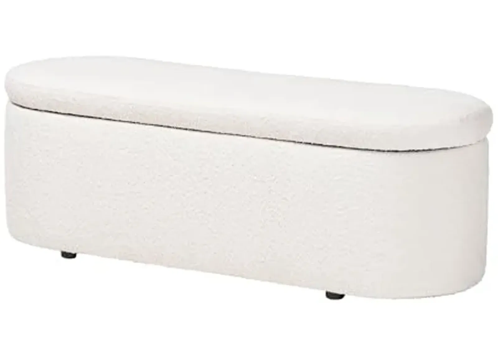 Baxton Studio Lavina Teddy-Bear Fabric Storage Bench, White