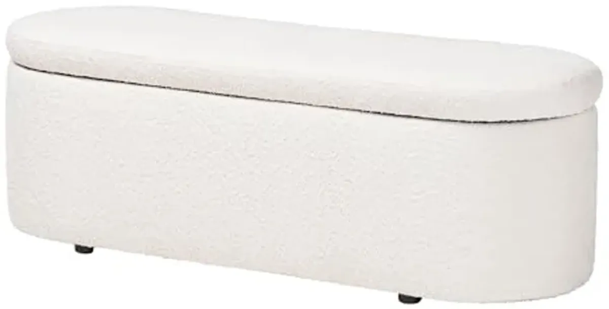 Baxton Studio Lavina Teddy-Bear Fabric Storage Bench, White