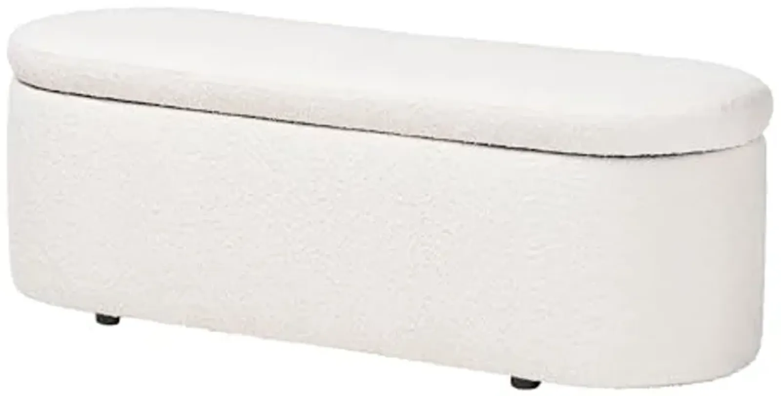 Baxton Studio Lavina Teddy-Bear Fabric Storage Bench, White